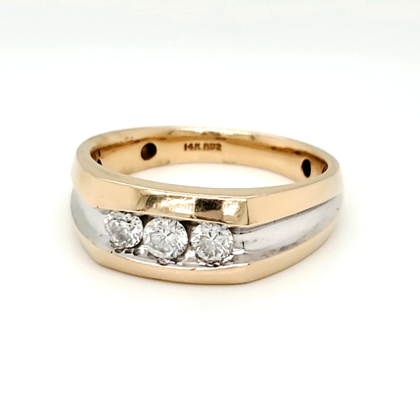 Natural Diamond Men's Classic Band Ring, in White Gold - Pre-owned