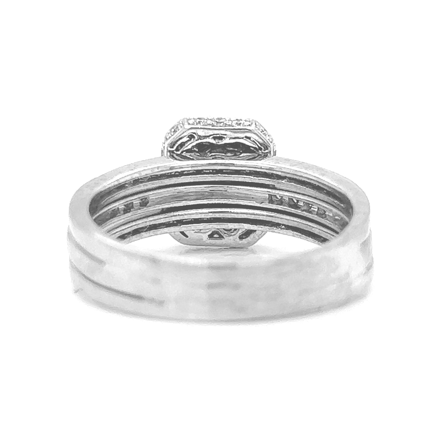 Natural Emerald Cut Diamond Halo Wedding Ring, in White Gold - Pre-owned