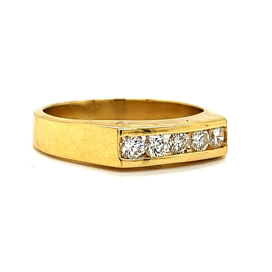 Natural Diamond Men's Band Ring, in Yellow Gold - Pre-owned