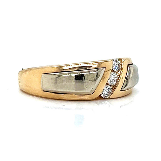 Natural Diamond Men's Band Ring, in Yellow Gold - Pre-owned