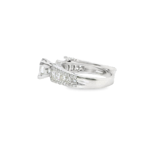 Natural Pear Shaped Diamond Natalie K. Bridal Ring, in White Gold
