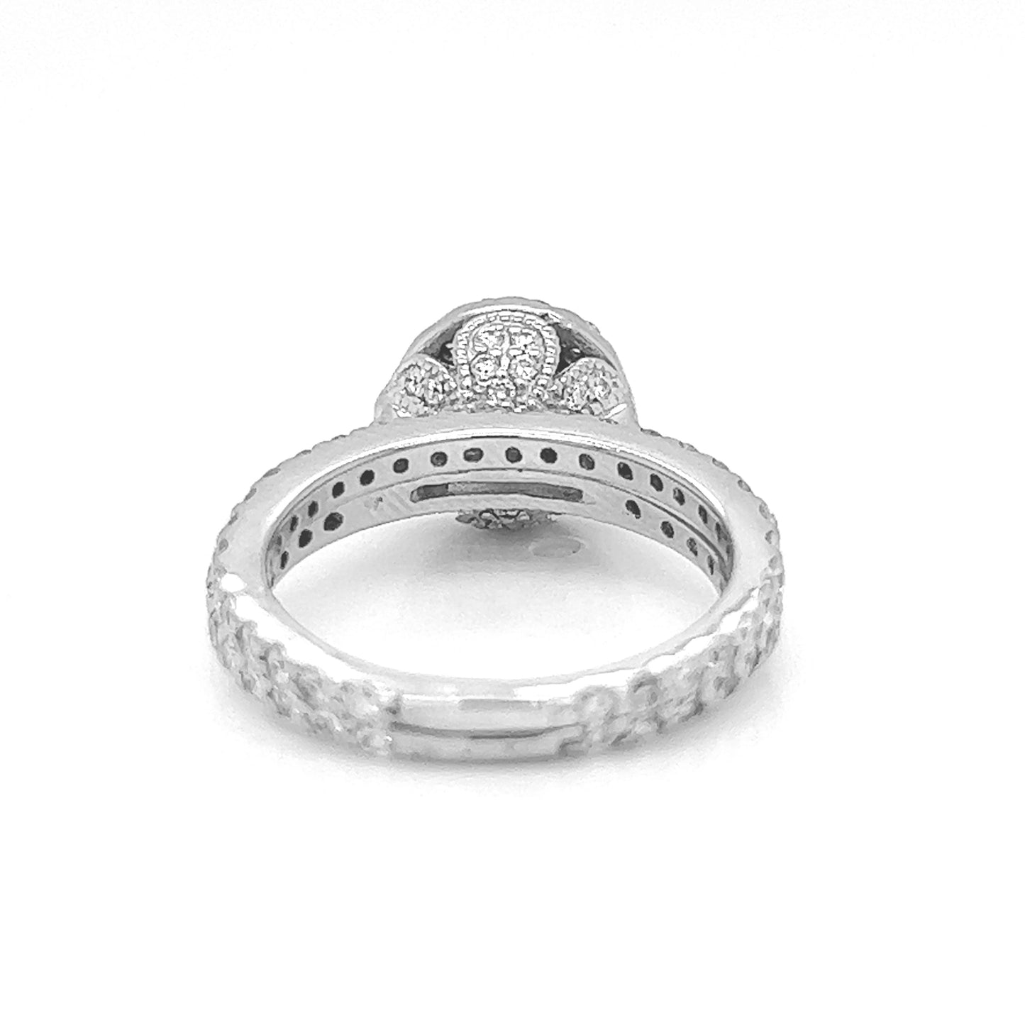 Natural Round Diamond Halo Bridal Band Ring, in White Gold - Pre-owned