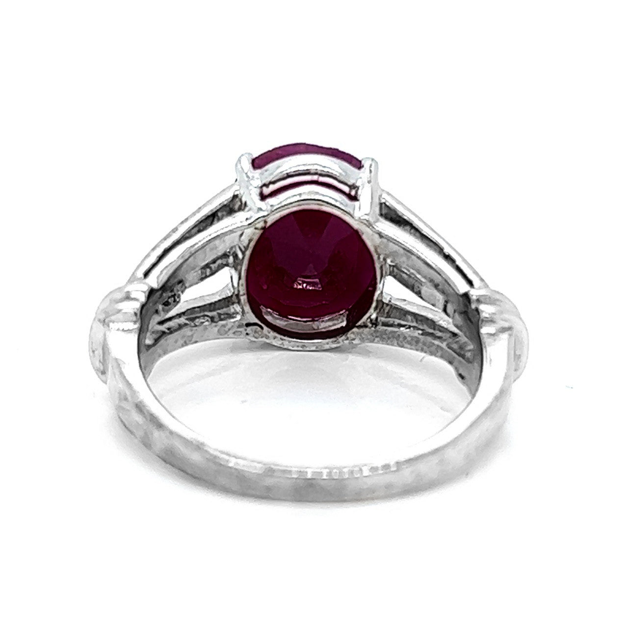 Natural Ruby Solitaire Ring, in White Gold