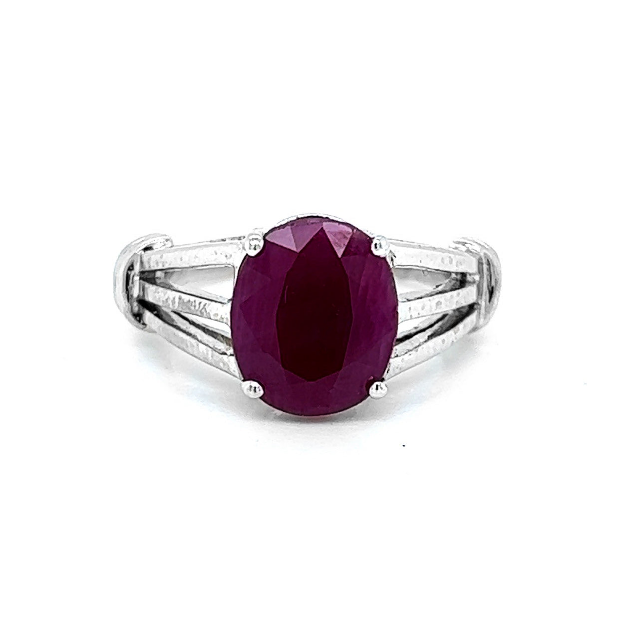 Natural Ruby Solitaire Ring, in White Gold