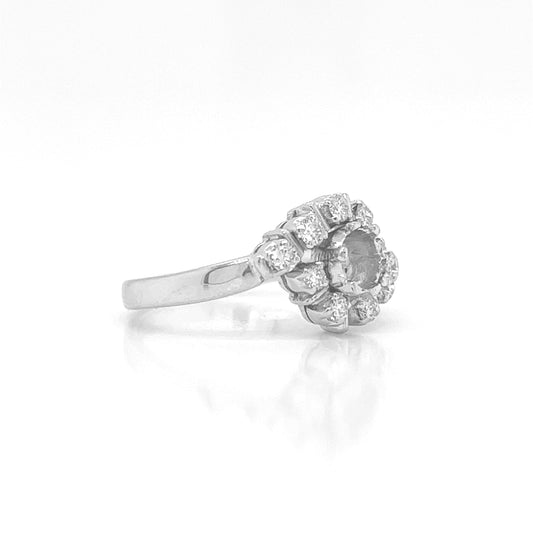 Semi-Mount Fits 5.7 mm with Natural Diamond Bridal Ring, in White Gold - Pre-owned