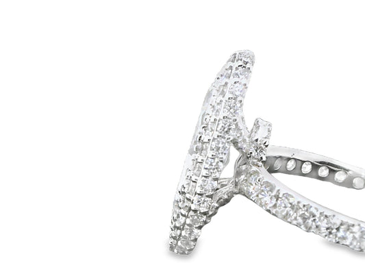 Natural Marquise and Round Cut Diamonds Halo Cocktail Ring, in White Gold