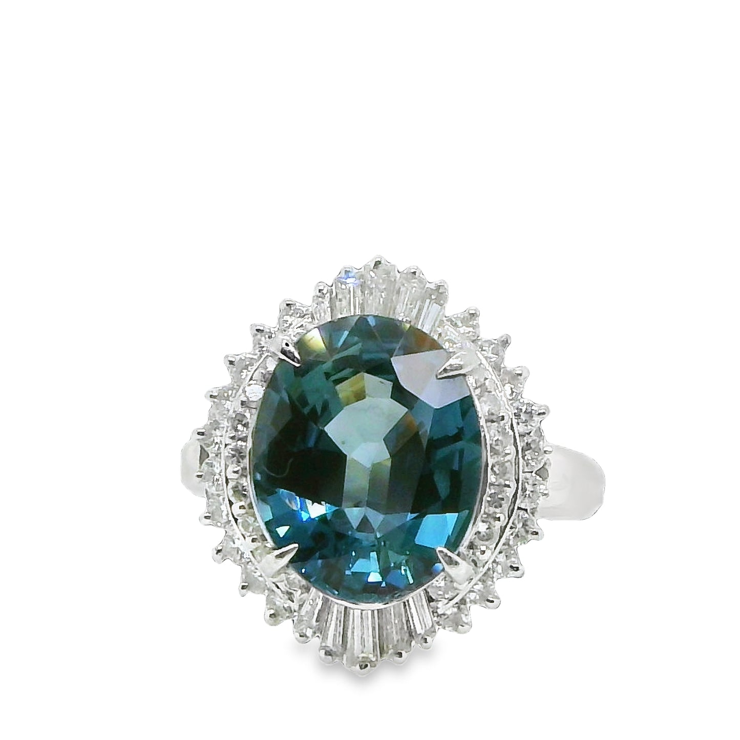 Natural 5 ct.t.w. Sapphire and Diamond Art Deco Cocktail Platinum Ring - Pre-owned