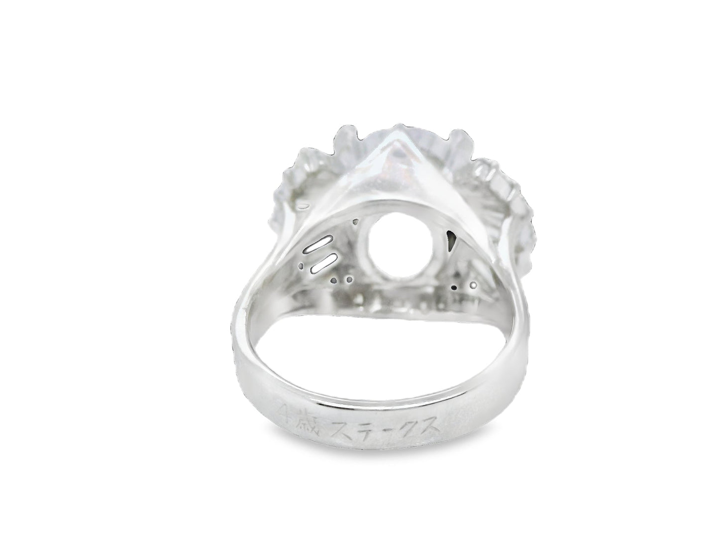 Semi-Mount Fits Oval with Natural Diamond Art Deco Platinum Ring - Pre-owned