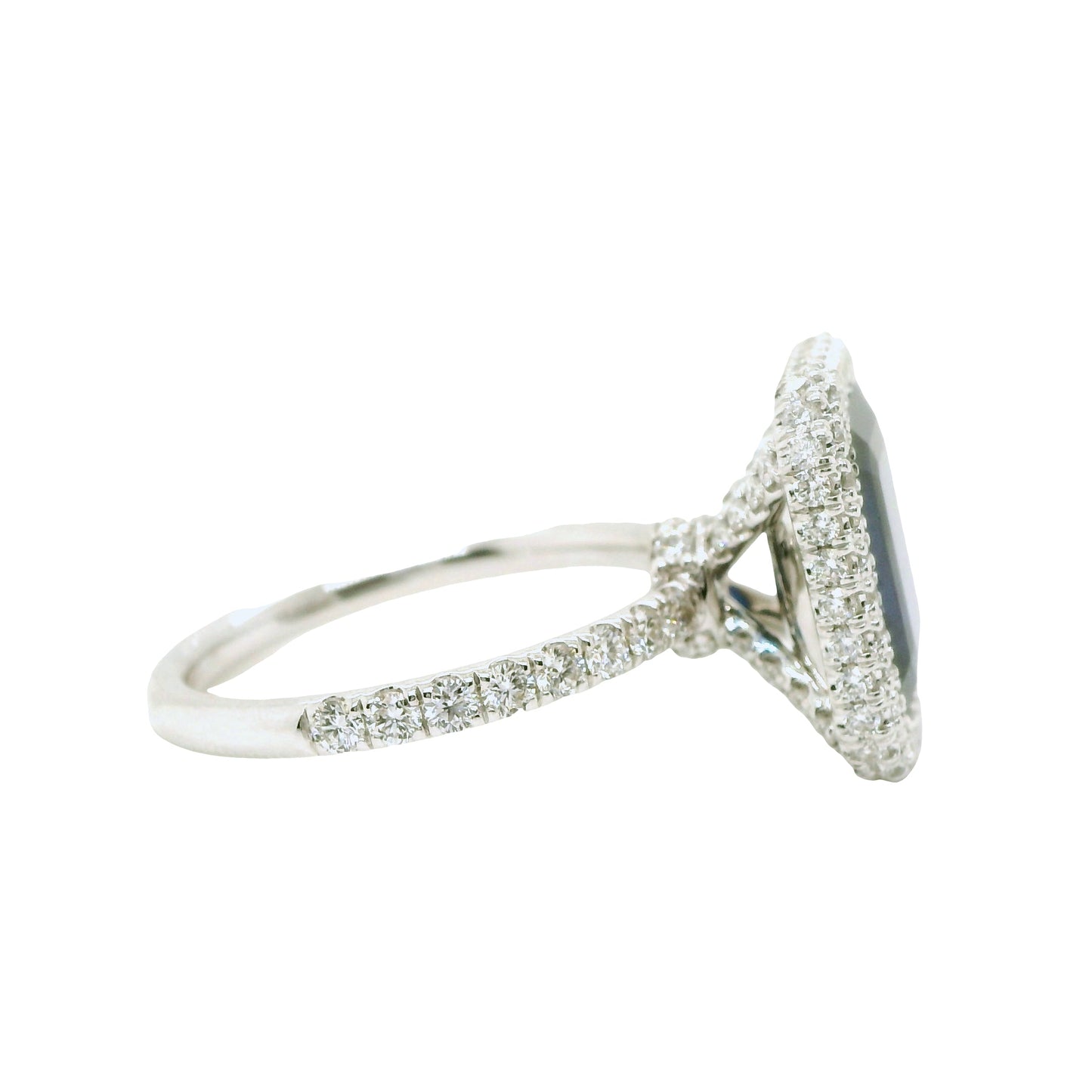 Natural Emerald Cut Diamond and Ruby Cocktail Ring, in White Gold