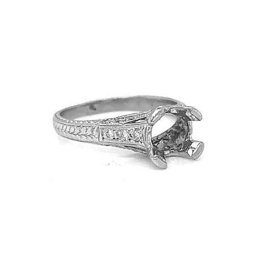 Semi-Mount Fits 6.7 mm with Natural Diamond in Platinum Ring - Pre-owned