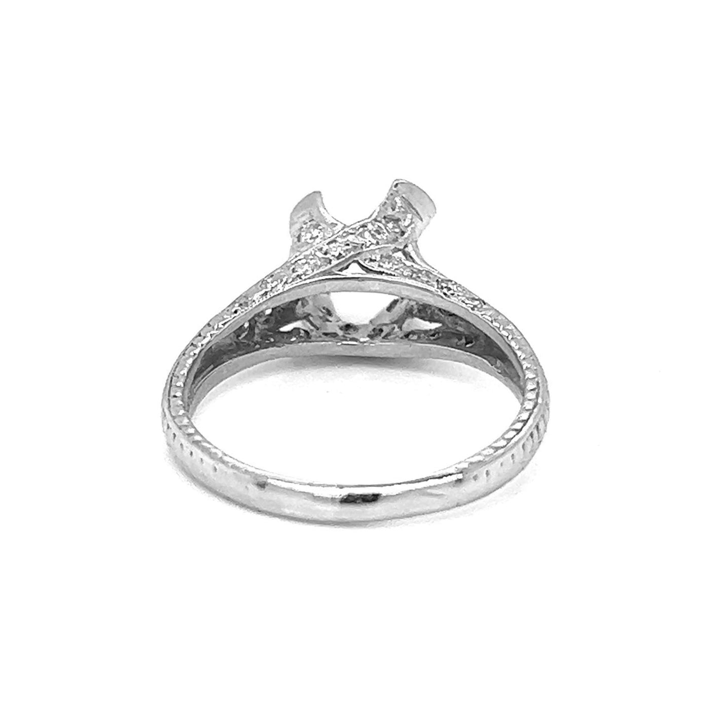 Semi-Mount Fits 6.7 mm with Natural Diamond in Platinum Ring - Pre-owned