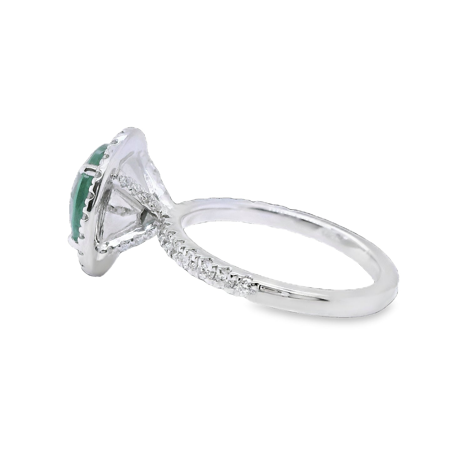 3.54 ct.t.w. Natural Green Emerald & Diamonds Halo Ring, in White Gold