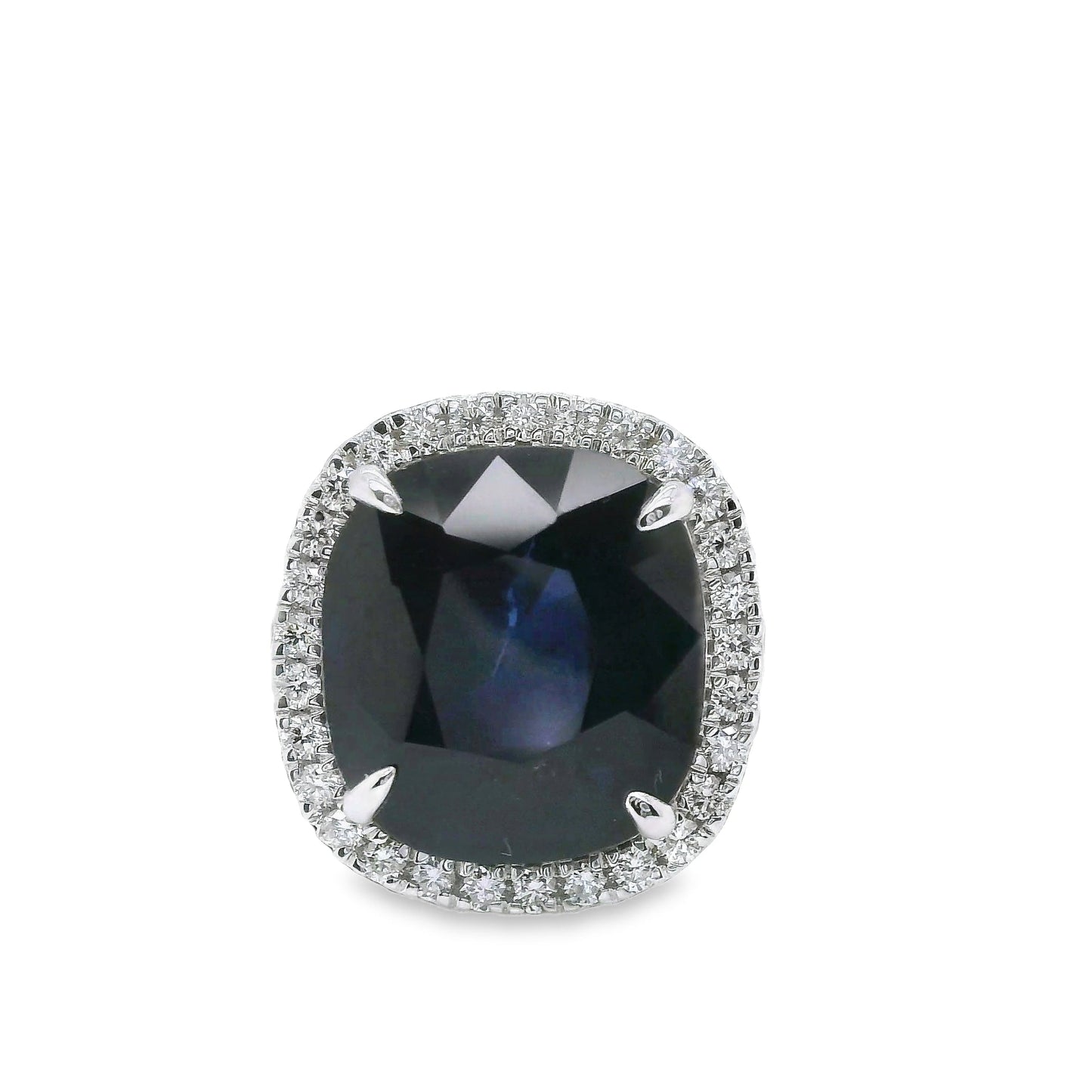11.2 ct.t.w. Natural Heated Ceylon Sapphire and Diamond Bridal Halo Ring, in White Gold