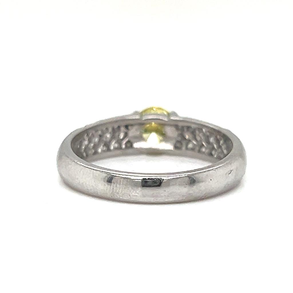 Natural Treated Yellow Diamond and White Diamond Ring, in White Gold - Pre-owned