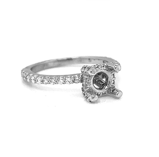 Semi-Mount Fits 7 mm with Natural Diamond Ring, in White Gold