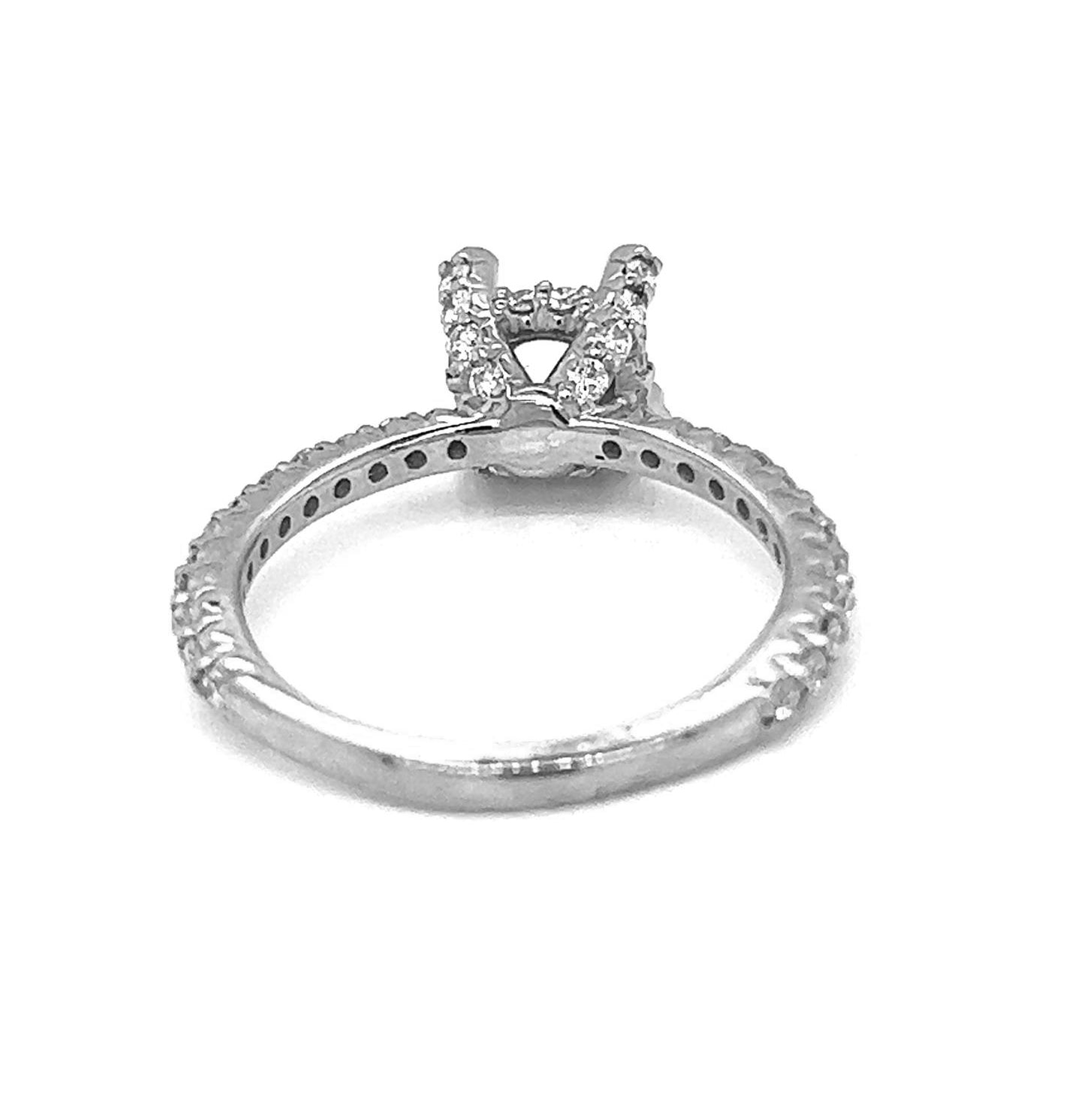 Semi-Mount Fits 7 mm with Natural Diamond Ring, in White Gold