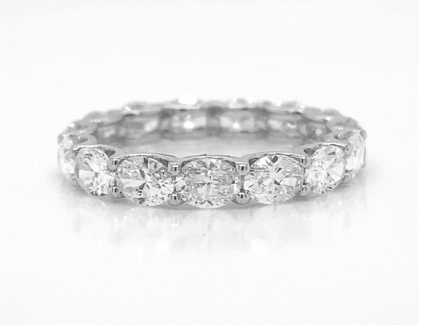 Natural Mined Oval Diamond Eternity Ring White Gold
