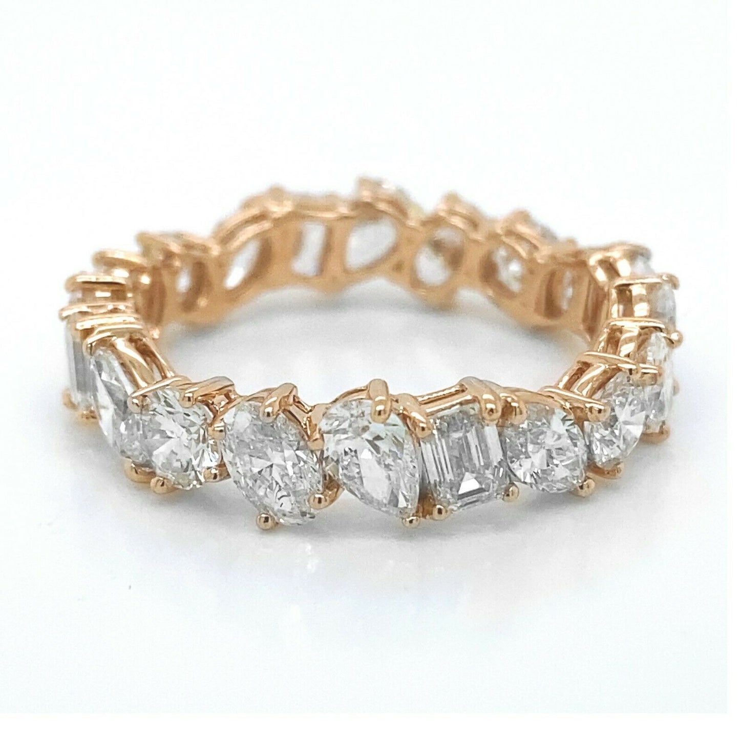 Natural Mined Diamond Cluster Mix Shape Eternity Ring Rose Gold