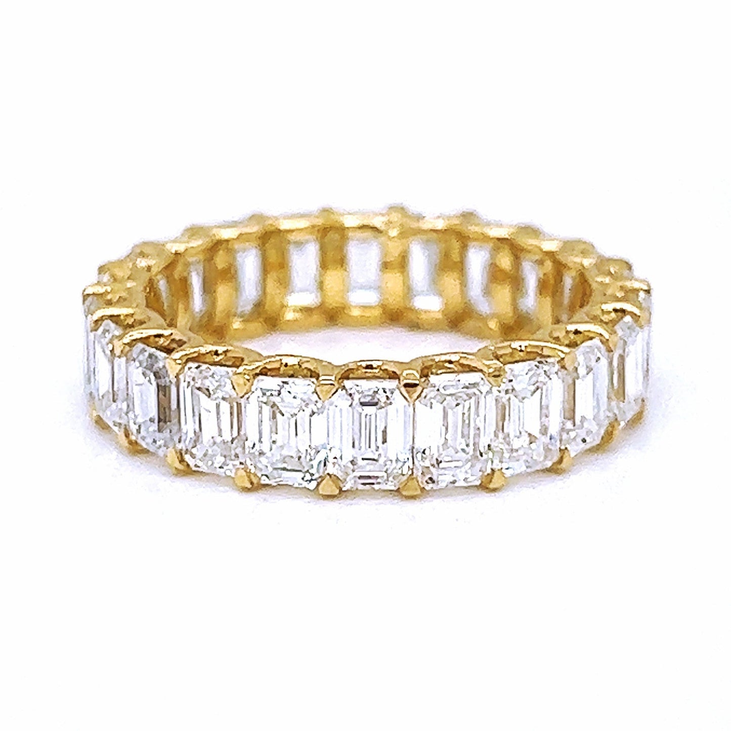 Natural Emerald Cut Diamond Eternity Yellow Gold Ring