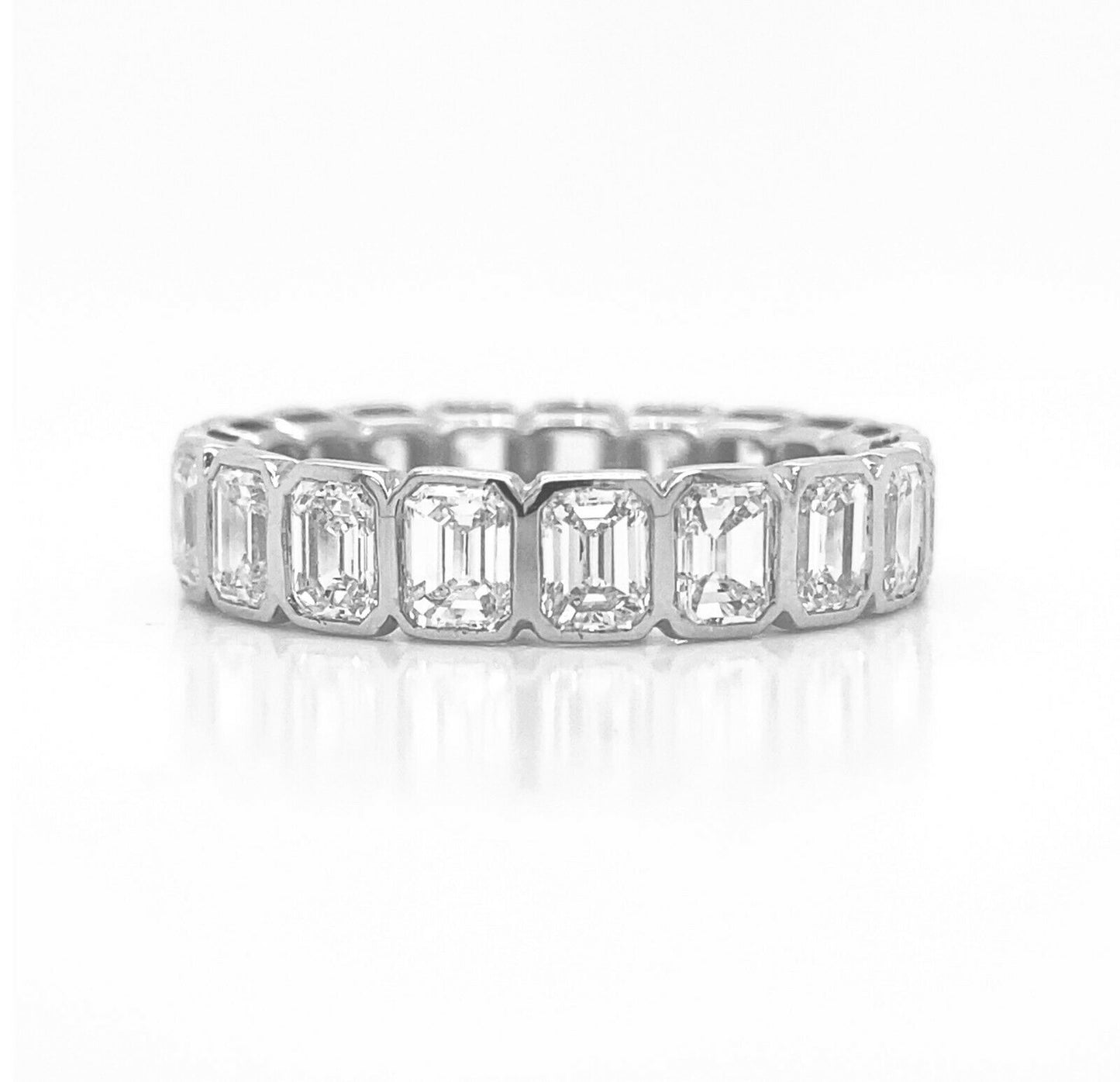 Natural Emerald Cut Diamond Bridal Eternity Band, in White Gold