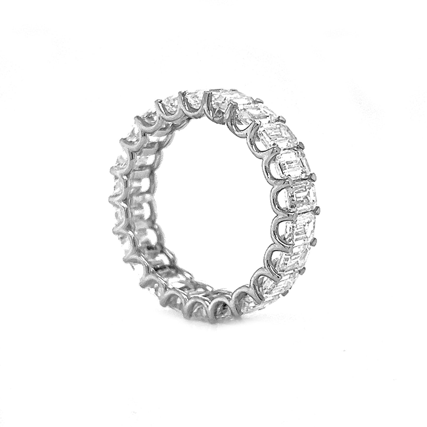 Natural Emerald Cut Diamond Eternity Band White Gold