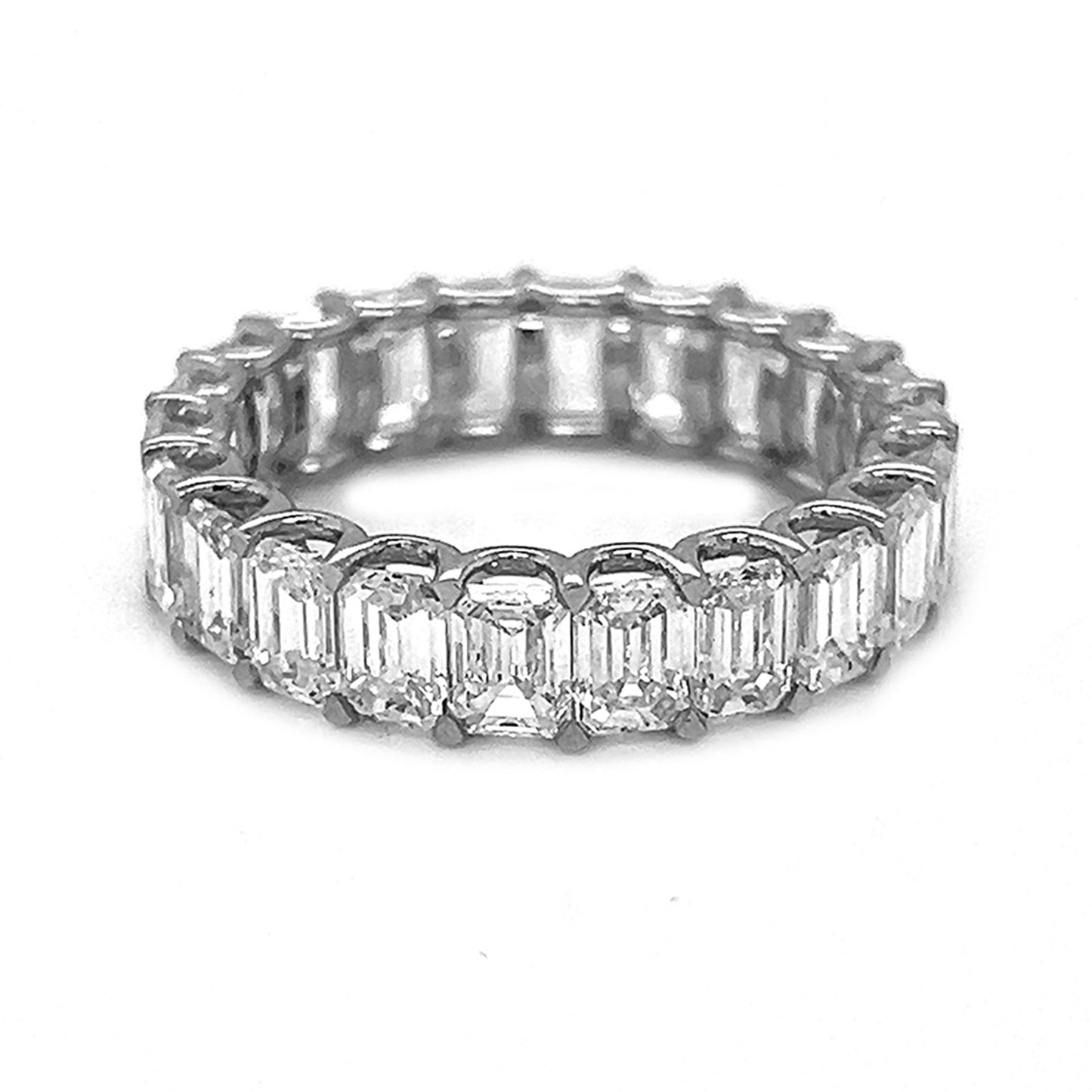Natural Emerald Cut Diamond Eternity Band White Gold