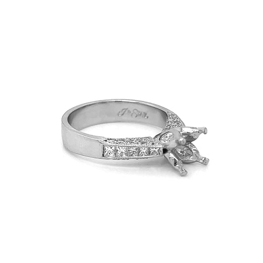 Semi-Mount Fits 7.5-7.8 mm with Natural Round and Marquise Ring, in Platinum