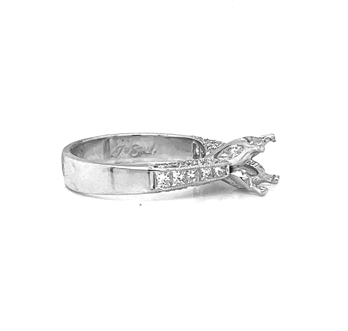 Semi-Mount Fits 7.5-7.8 mm with Natural Round and Marquise Ring, in Platinum
