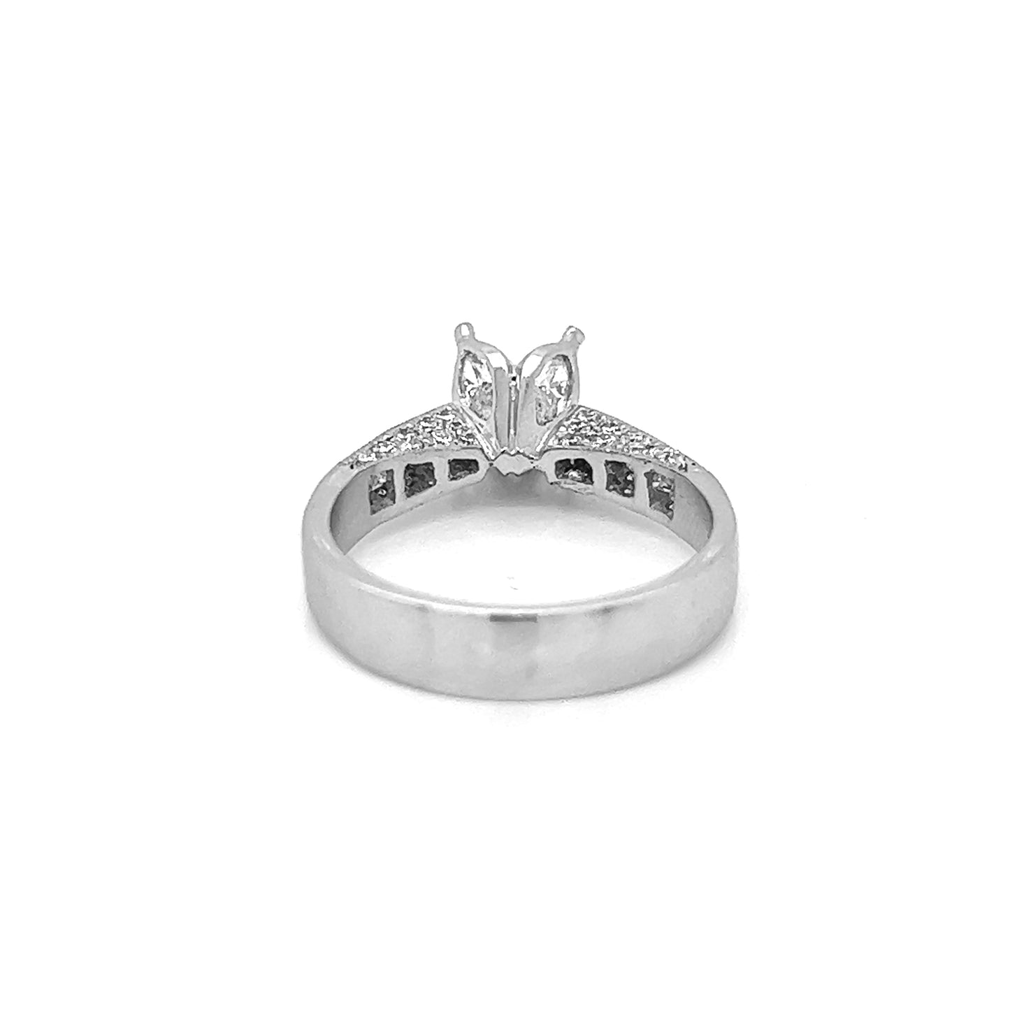 Semi-Mount Fits 7.5-7.8 mm with Natural Round and Marquise Ring, in Platinum