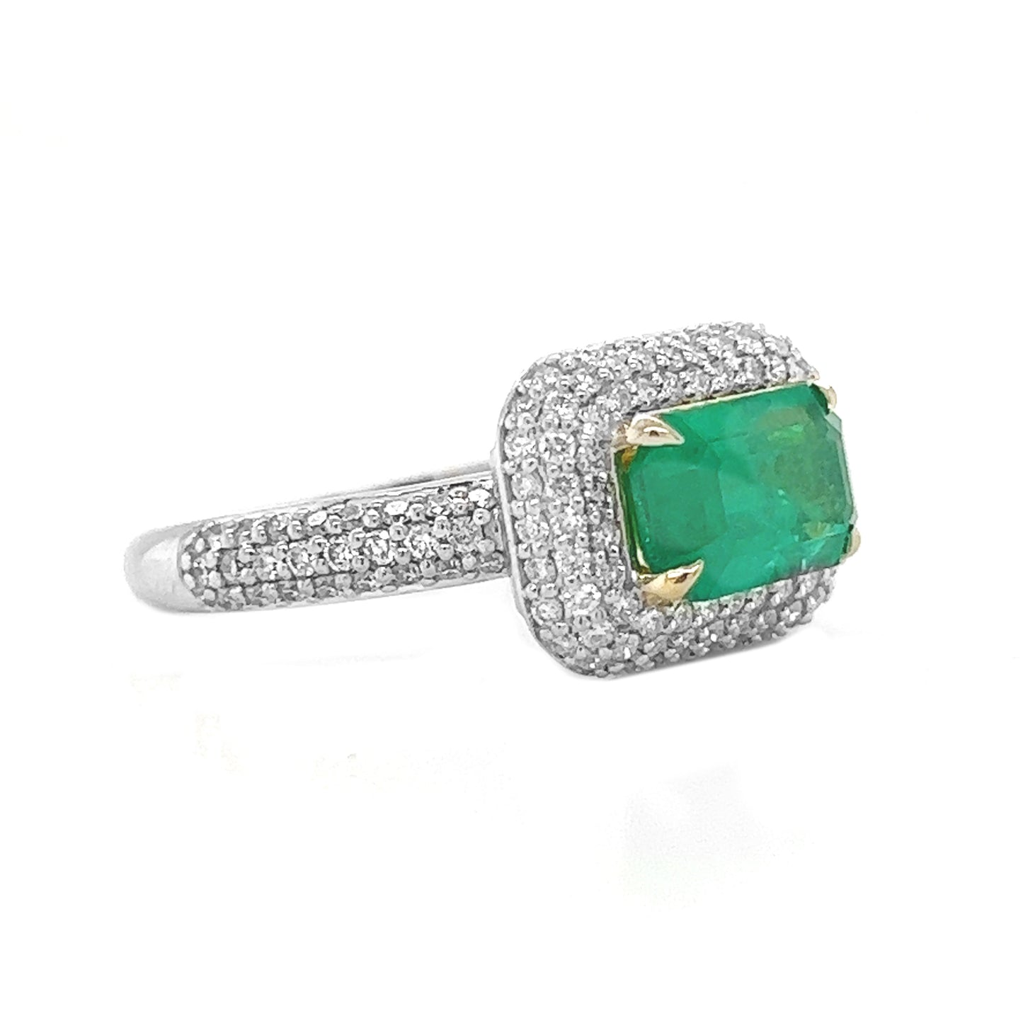 2.75 Carat Emerald Emerald Cut with Natural Mined Diamonds 14KT White Gold Ring