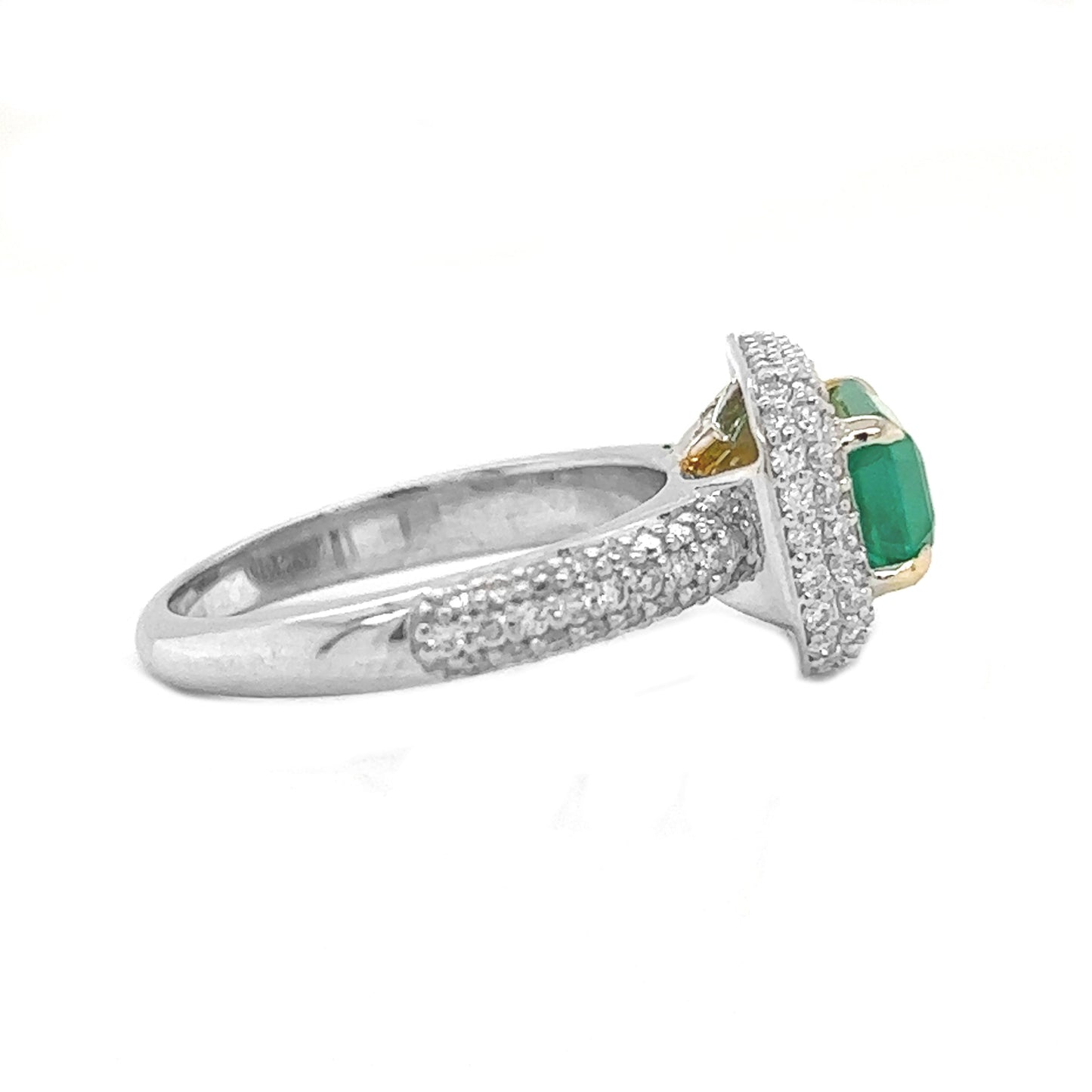 2.75 Carat Emerald Emerald Cut with Natural Mined Diamonds 14KT White Gold Ring