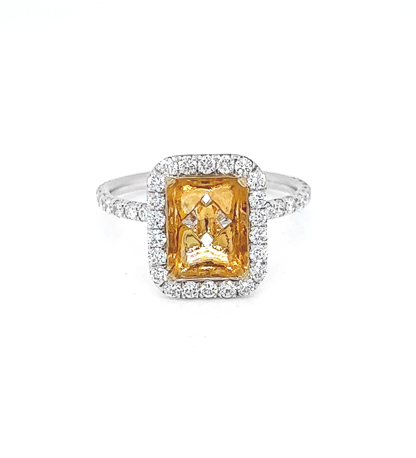 Natural Mined Round Diamond Halo White Gold Ring