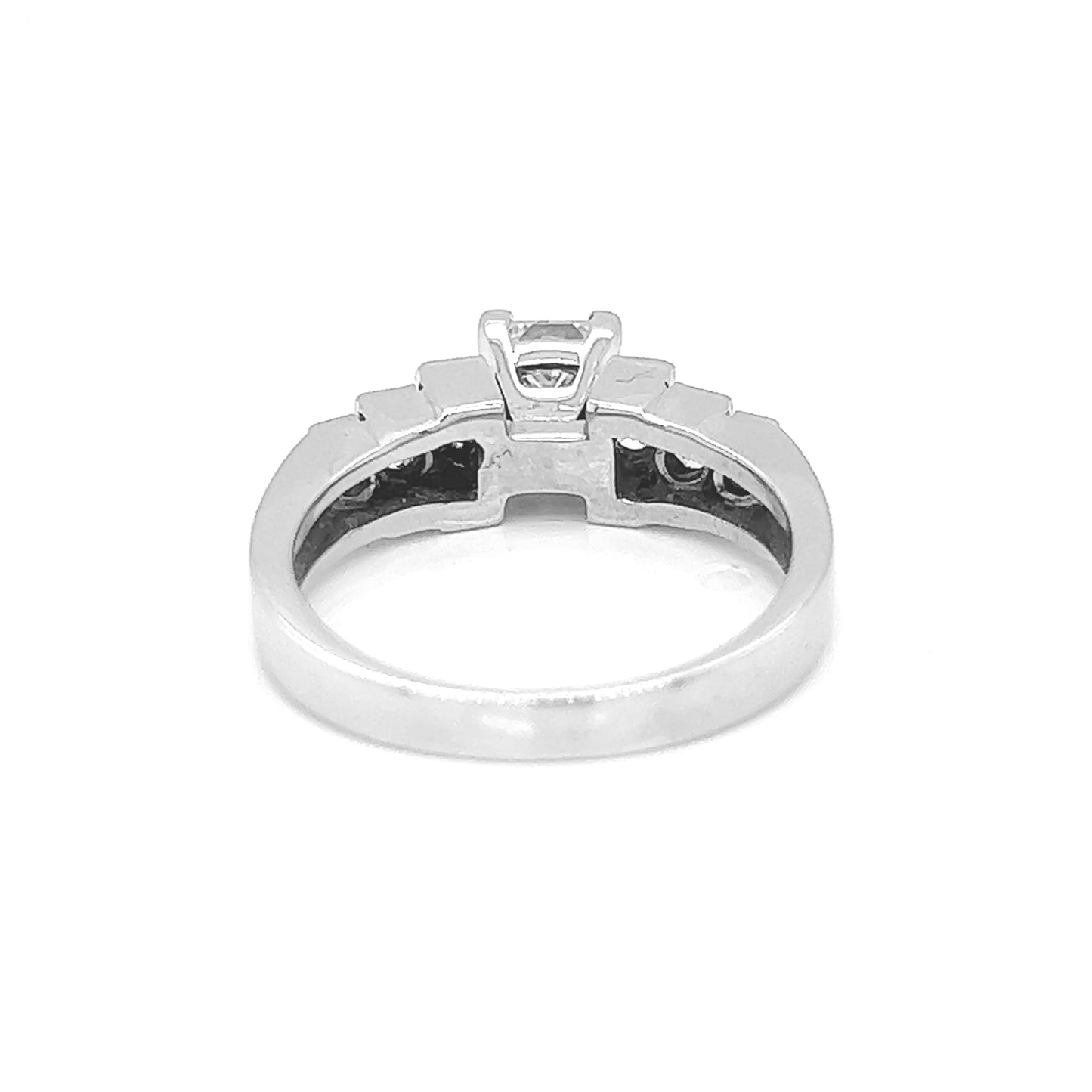 Natural Princess Cut Diamonds Bridal Ring, in White Gold