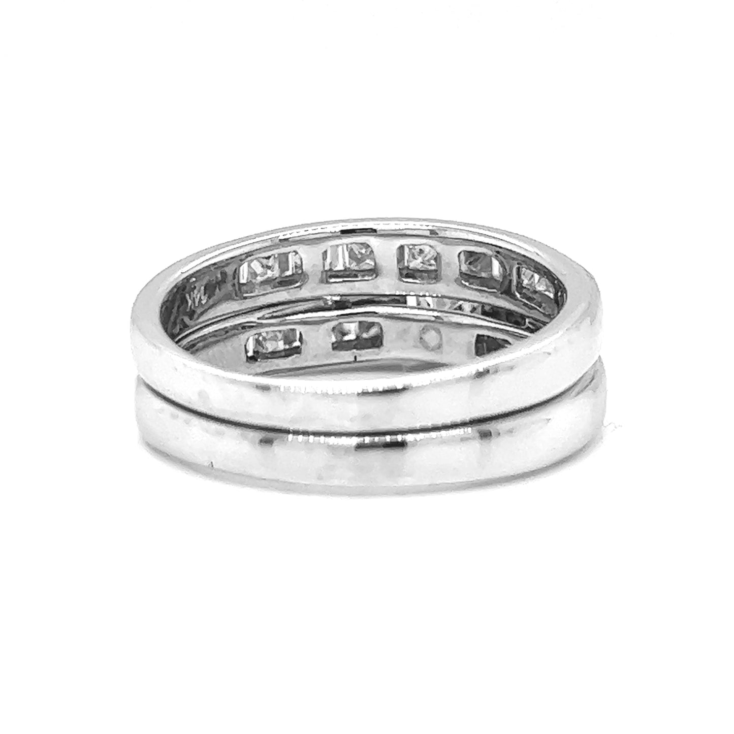 Natura Round Princess and Baguette Diamond Bridal Set Ring, in White Gold