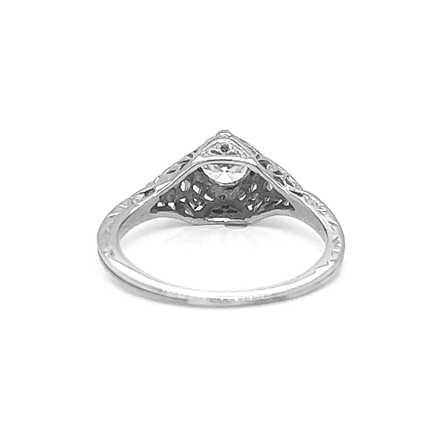 Natural Old European Cut Diamond Bridal Solitaire Ring, in White Gold - Pre-owned