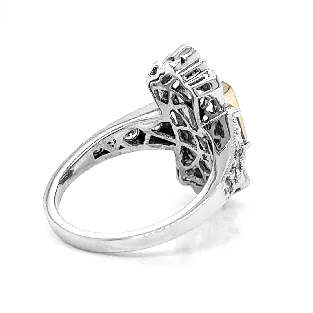 Natural Mined Diamond Art Deco Cocktail Semi Mount Ring White Gold