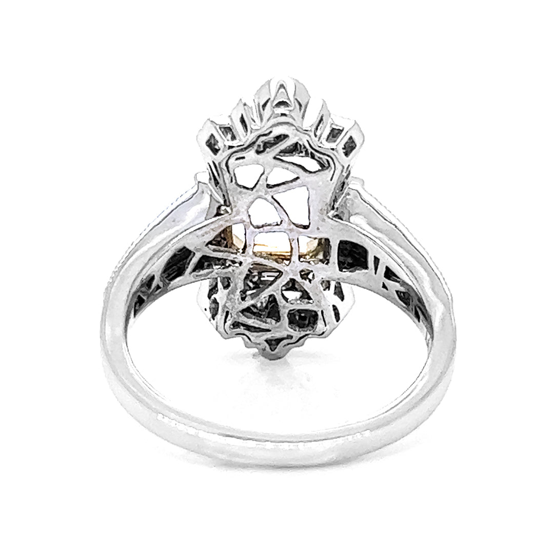 Natural Mined Diamond Art Deco Cocktail Semi Mount Ring White Gold