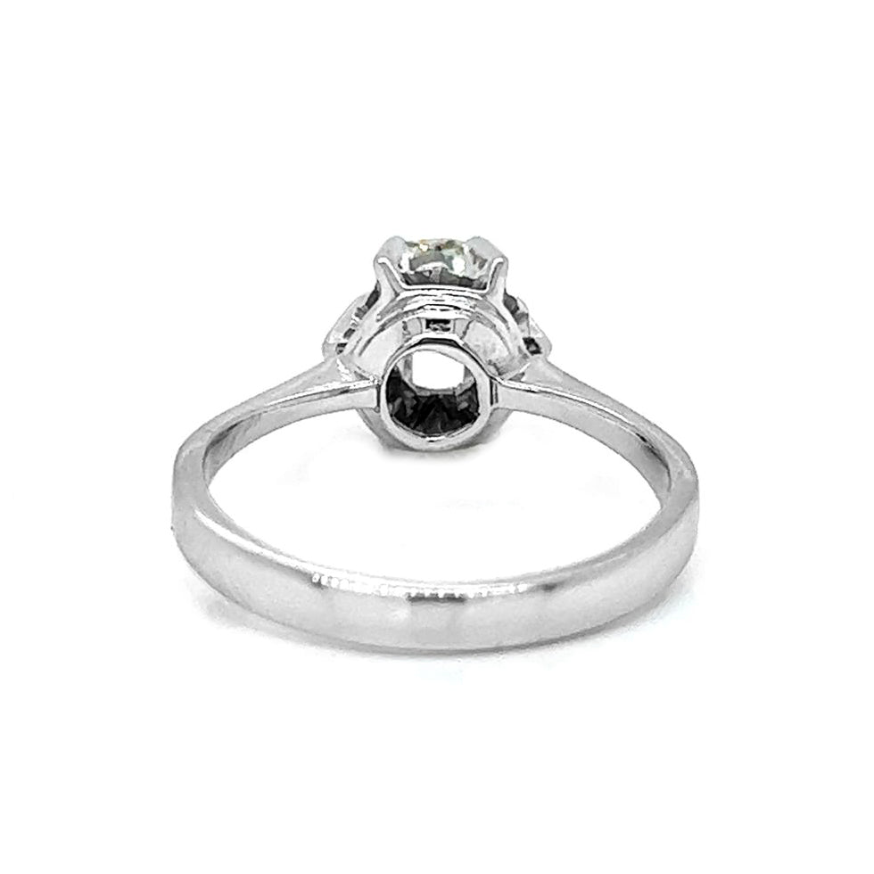 Natural Old Miner Diamond Solitaire Ring, in White Gold