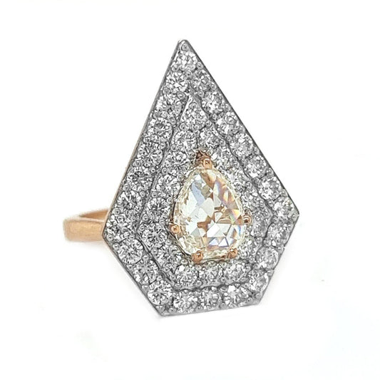 Natural Rose Cut Diamond Halo Cocktail Ring, in Rose Gold