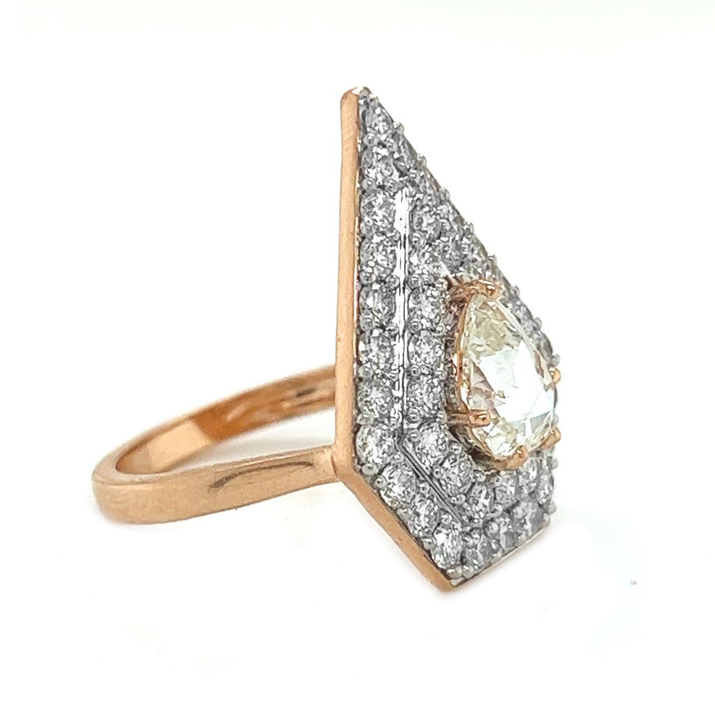 Natural Rose Cut Diamond Halo Cocktail Ring, in Rose Gold