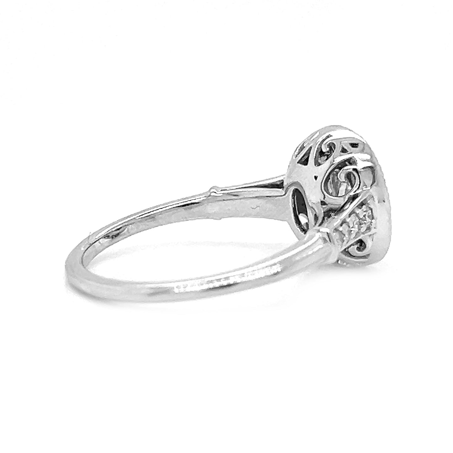 Natural Diamond and Blue Sapphire Halo Art Deco Ring, in White Gold