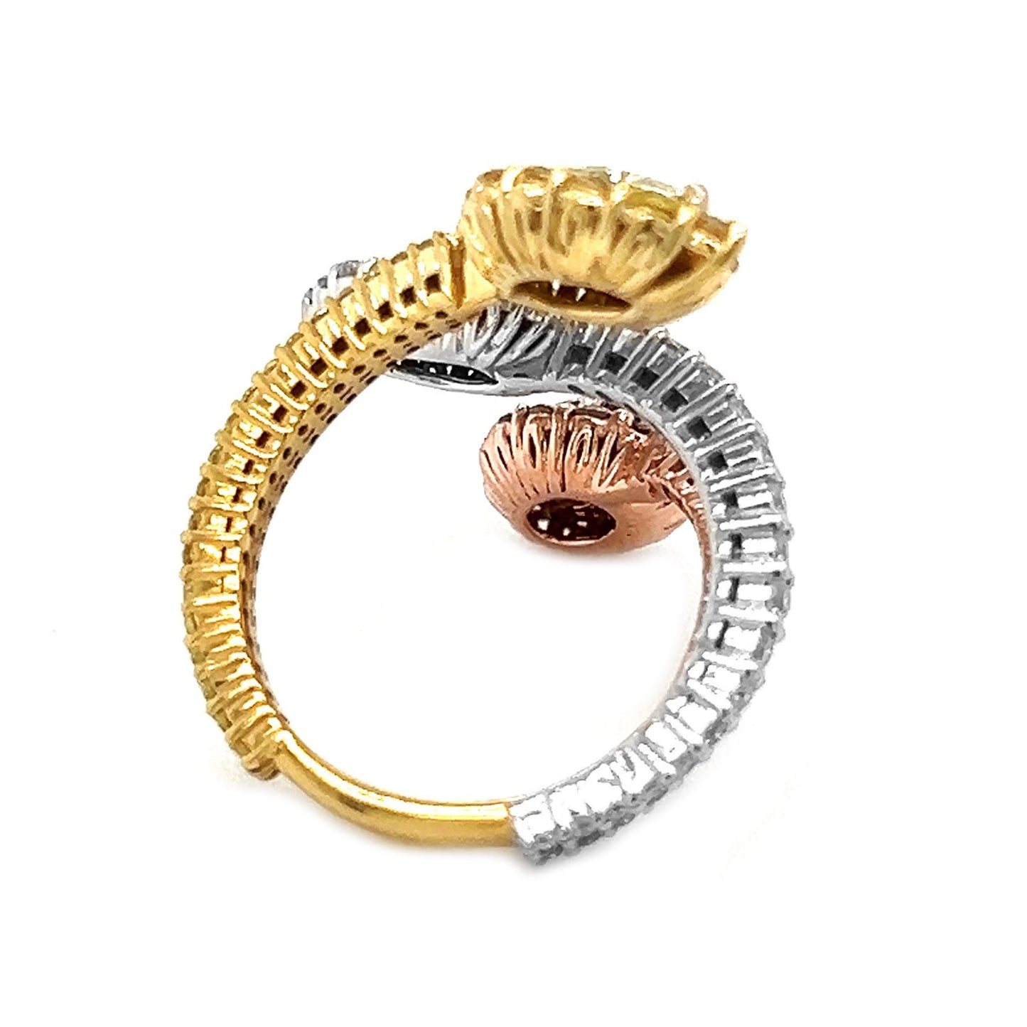 Natural Diamond Mix Shape Fancy Diamond Bridal ByPass Ring, in Yellow Gold