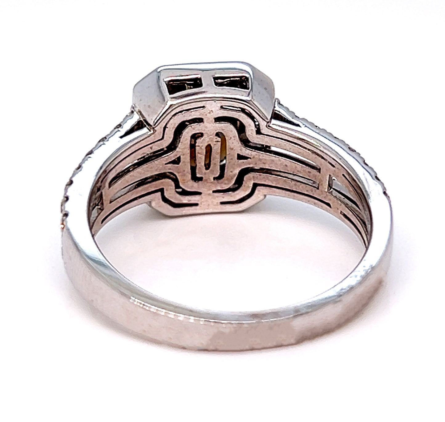 Natural Fancy Color Radiant Diamond Bridal Halo Ring, in White Gold