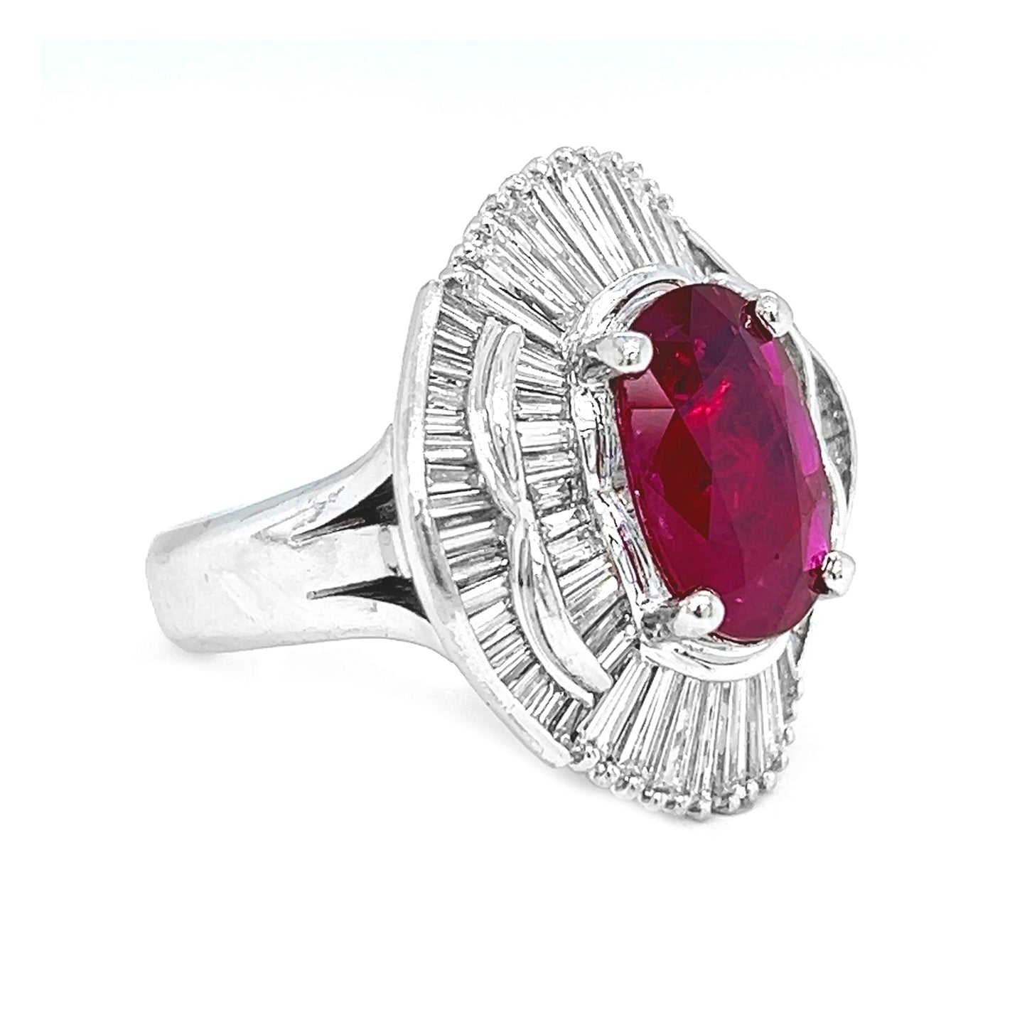 Natural Mined Red Ruby Diamond Cluster Halo Cocktail Ring GIA