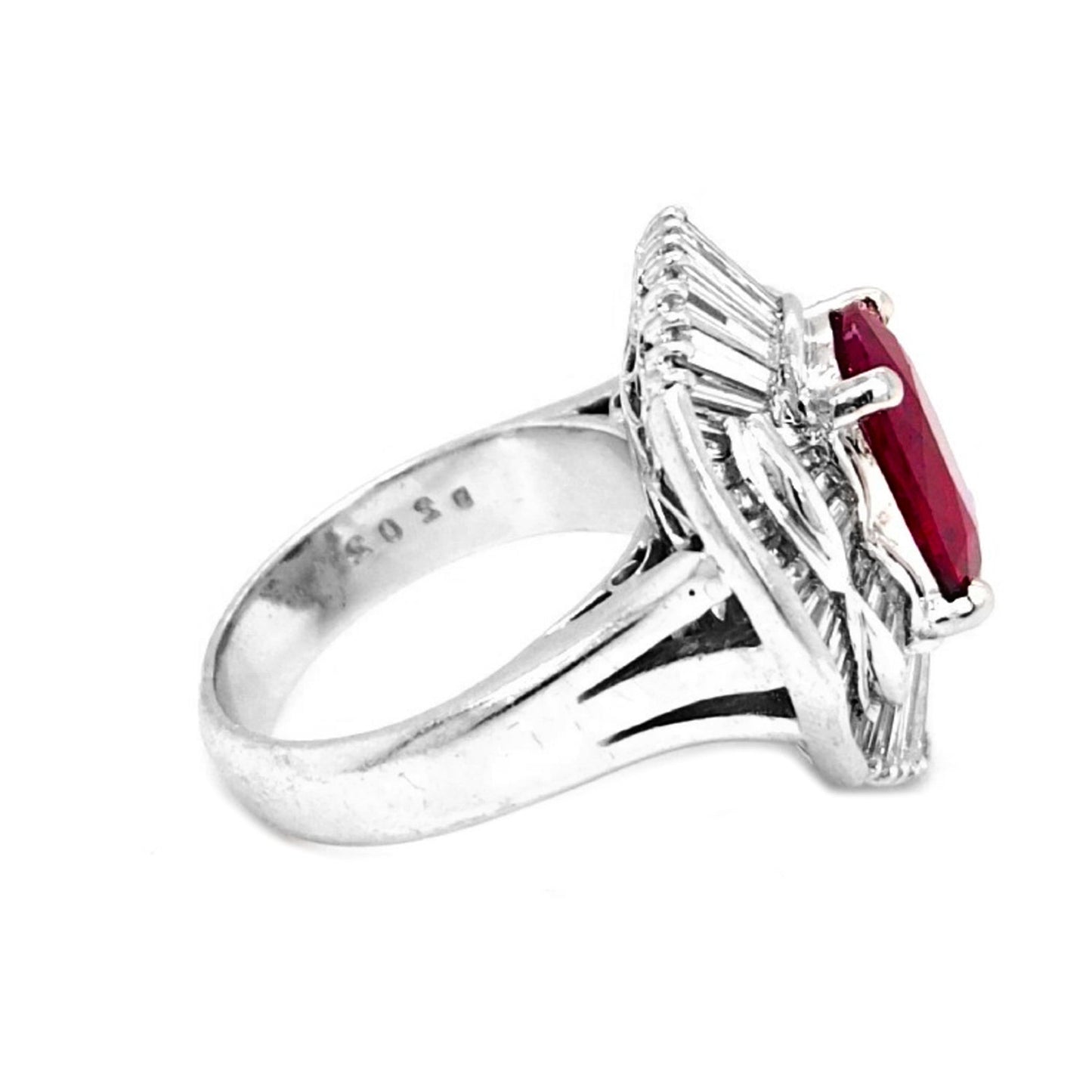 Natural Mined Red Ruby Diamond Cluster Halo Cocktail Ring GIA