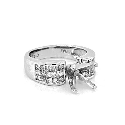 Semi-Mount Fits 5.5–7 mm with Natural Princess Cut Diamond Ring, in White Gold - Pre-owned