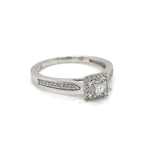 Natural Diamonds with Illusion Setting Cocktail Ring, in White Gold