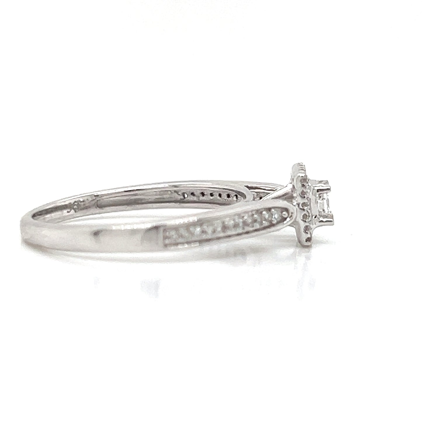 Natural Diamonds with Illusion Setting Cocktail Ring, in White Gold