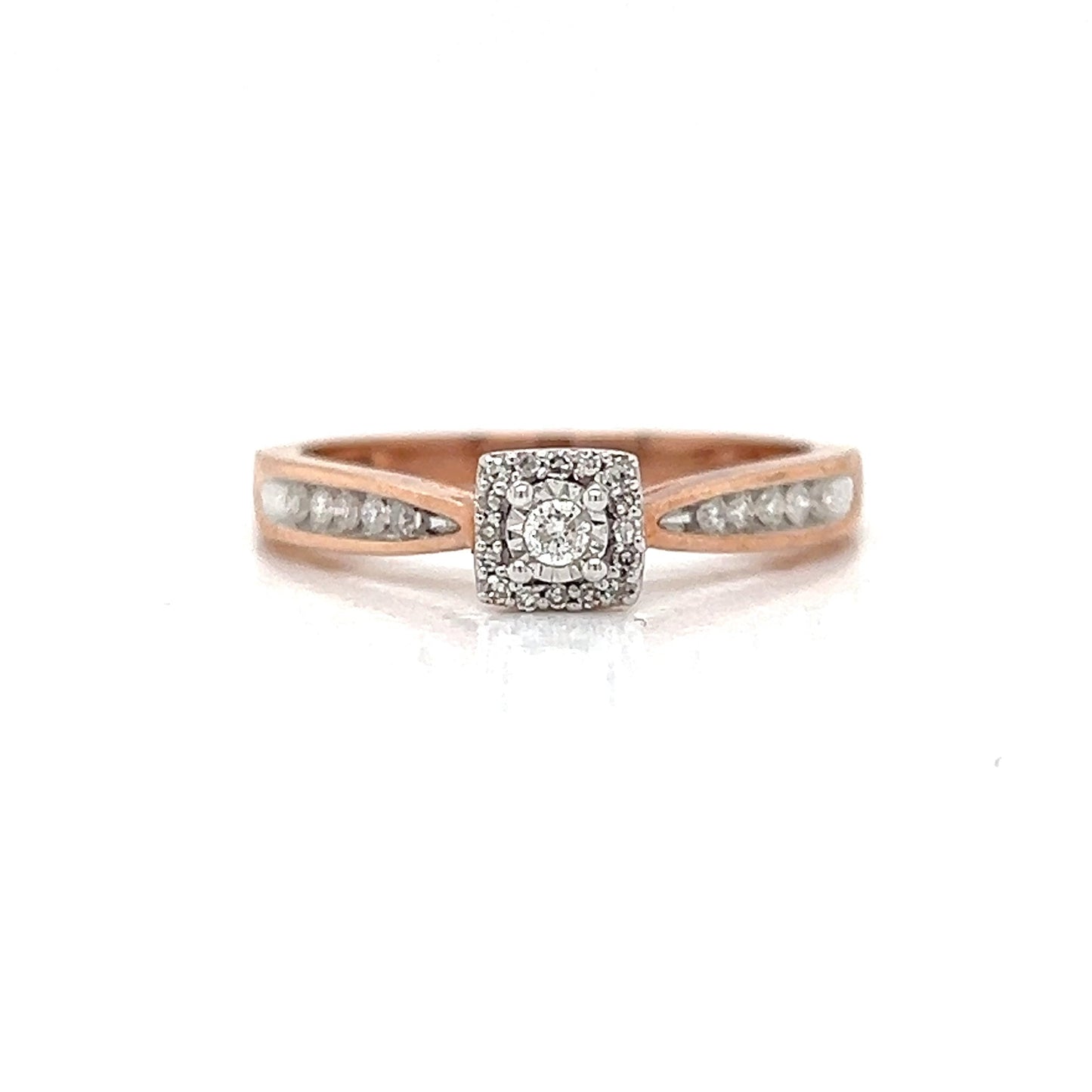 Natural Diamonds with Illusion Setting Cocktail Ring, in Rose Gold