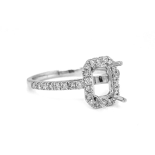 Semi-Mount Fits 6.5X5 mm with Natural Diamond Bridal Ring, in White Gold